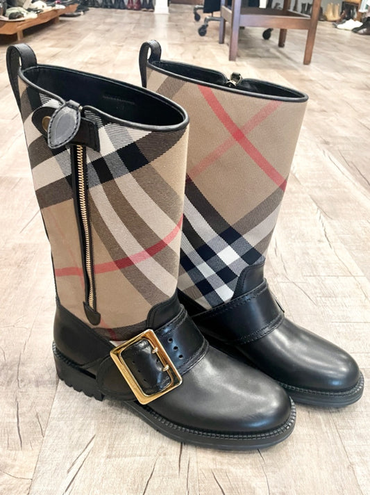 Burberry Black Logo Print Boots, 39