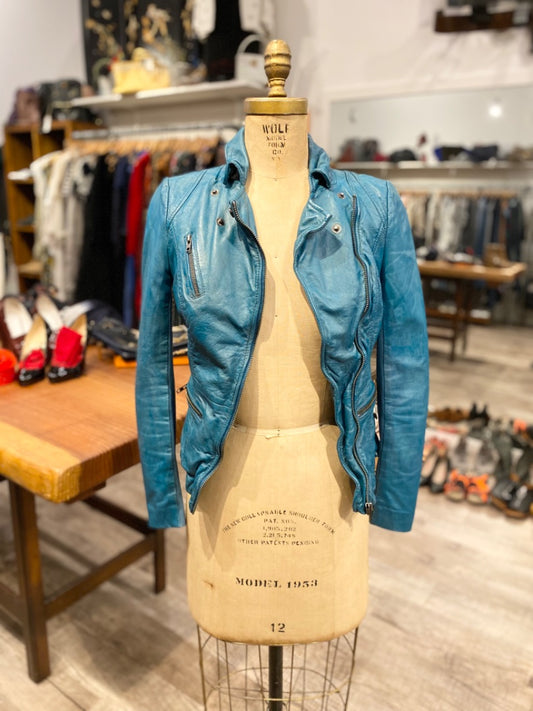 Muuba Turquoise Leather Jacket, 4