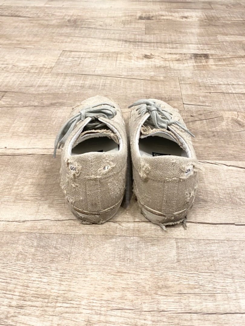 Golden Goose Tan Linen/Sequin Sneakers, 38