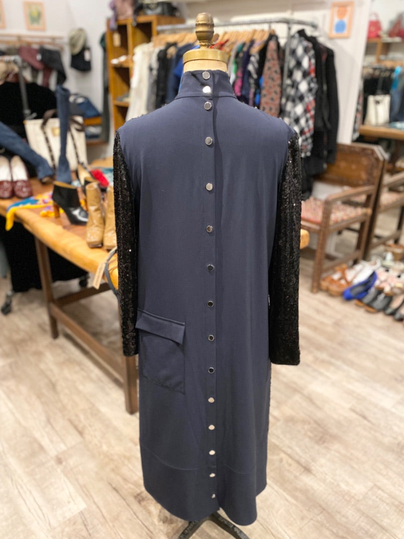 Tibi Black Sequin Maxi Dress, 6