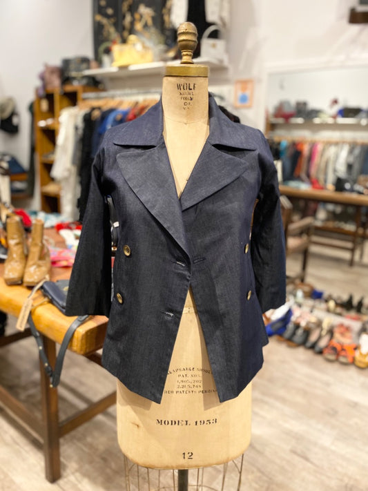 Erica Tanov Denim Button Jacket, 0