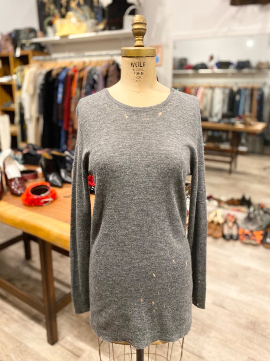 Roberto Collina Grey Distressed Sweater, XL