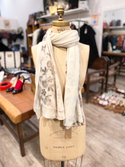 Cashmere/Silk Cream Scarf, OS