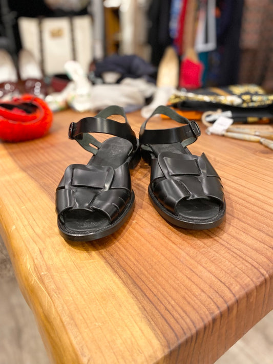 Hereu Black Leather Sandals, 38