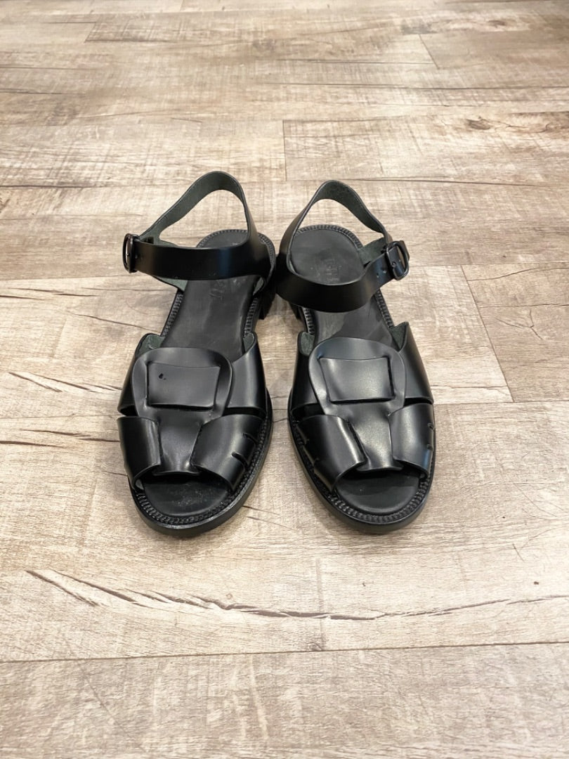 Hereu Black Leather Sandals, 38