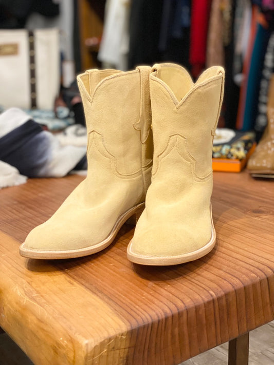 Hey Gang Beige Repurposed Leather Suede Boots, 9