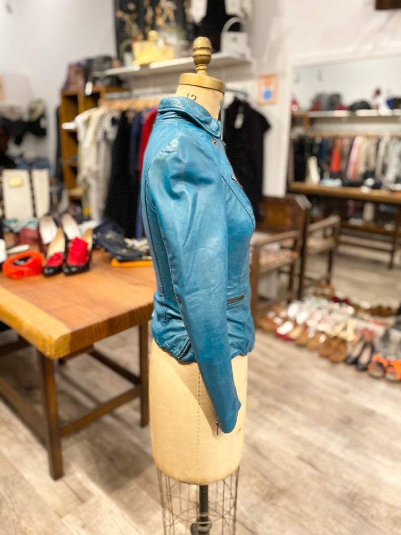 Muuba Turquoise Leather Jacket, 4