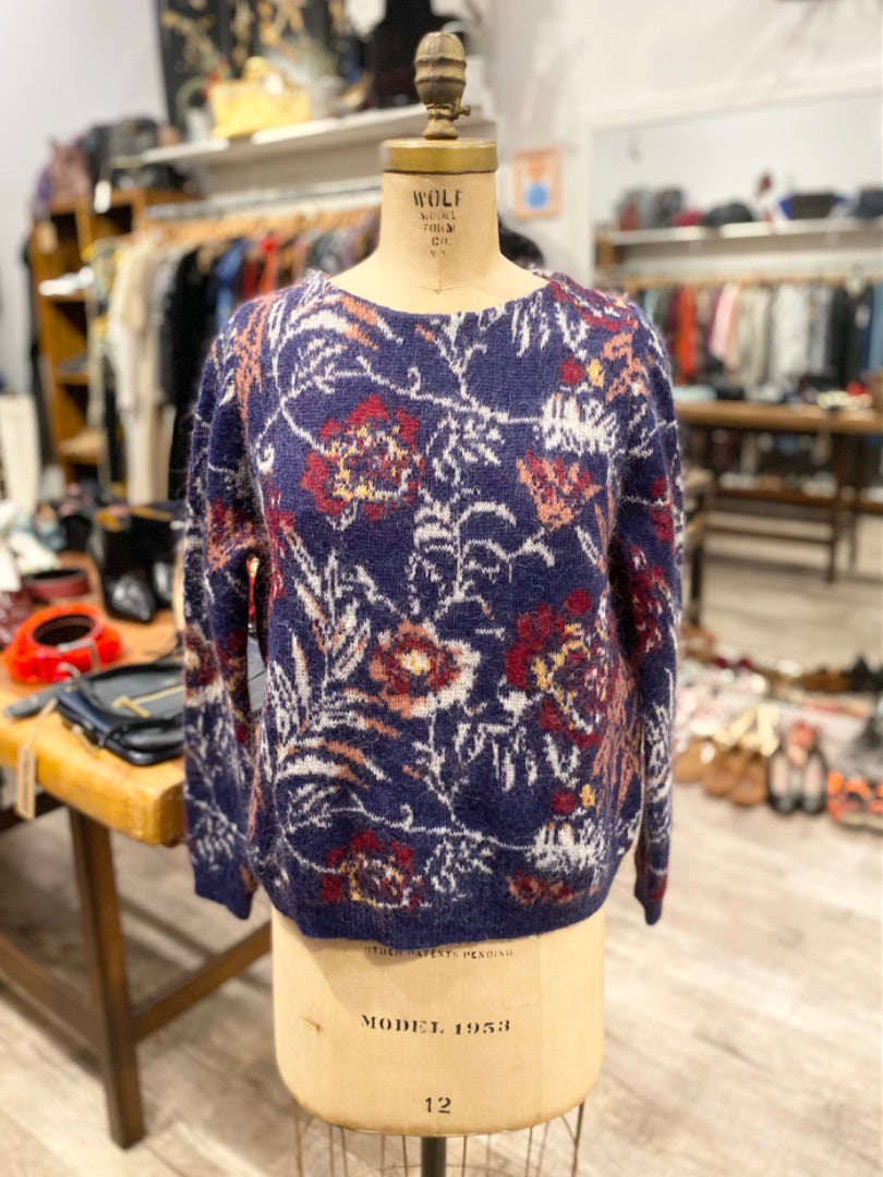 La Maille Sezane Multicolor Floral Sweater, Medium