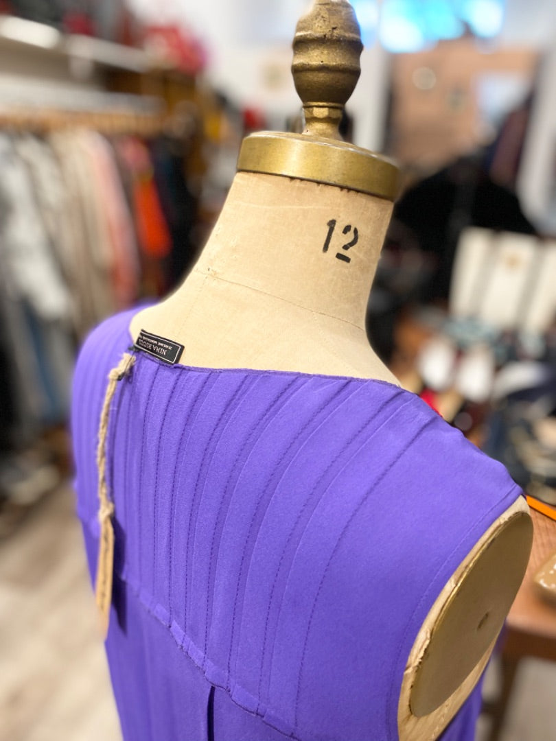 Nina Ricci Purple Silk Pleated Dress, 44
