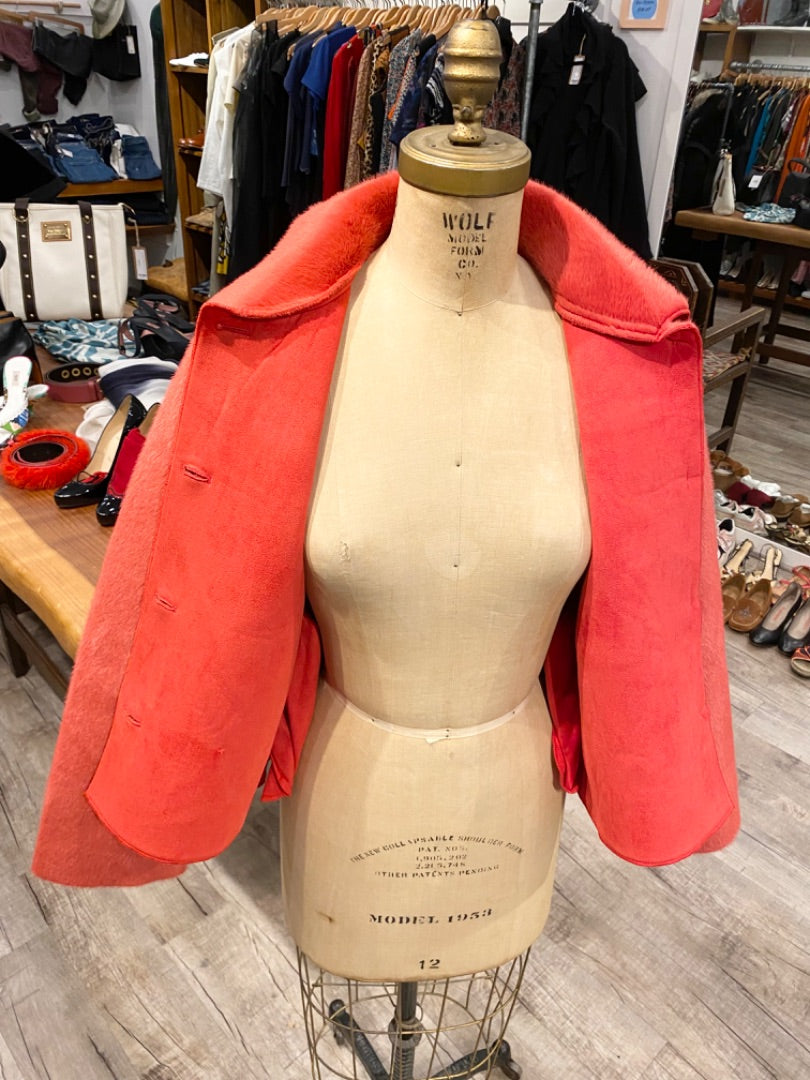 Velvet Red Fuzzy Jacket, Medium