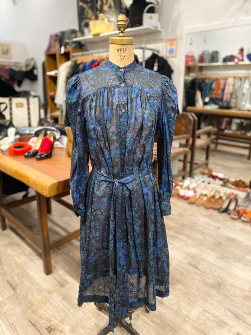 Dries Van Noten Blue Print Cotton Dress, 36