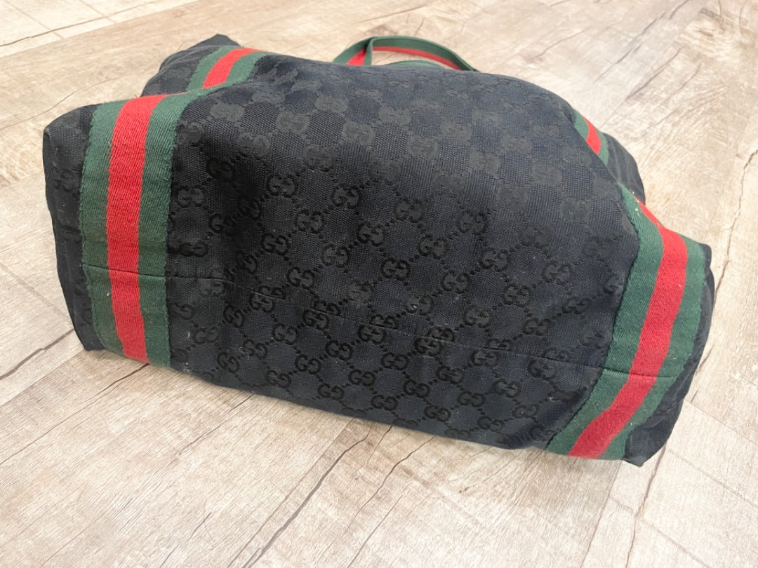 Gucci Black Canvas Tote Bag, OS