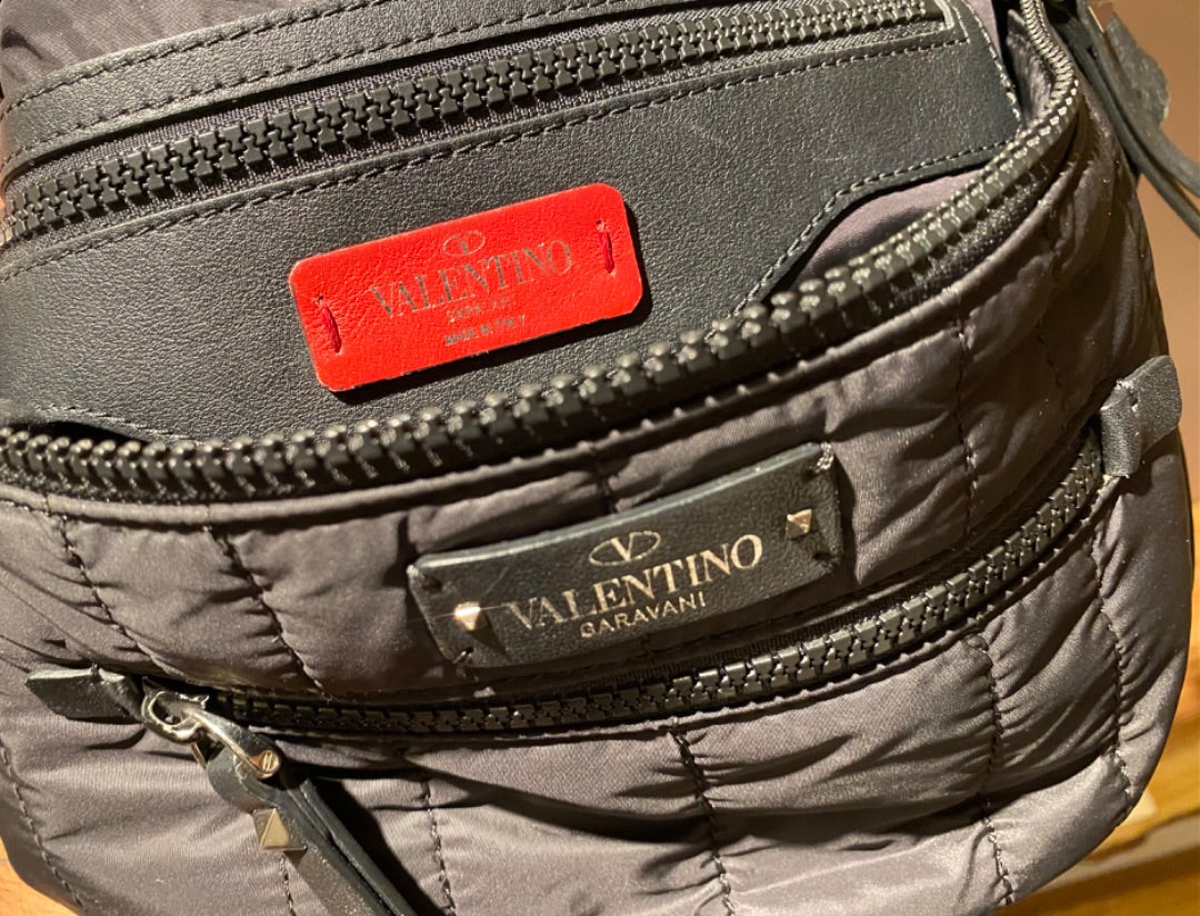 Valentino Black Puff Leather Fanny Pack, M/L