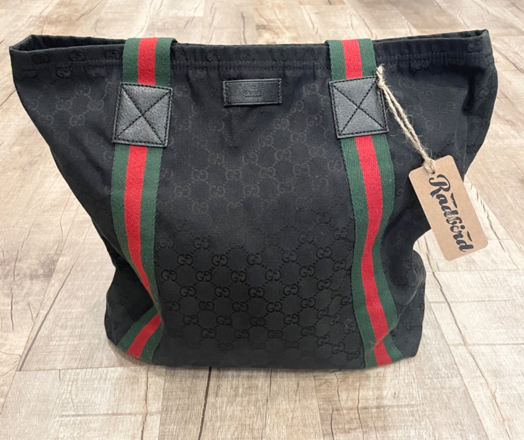 Gucci Black Canvas Tote Bag, OS