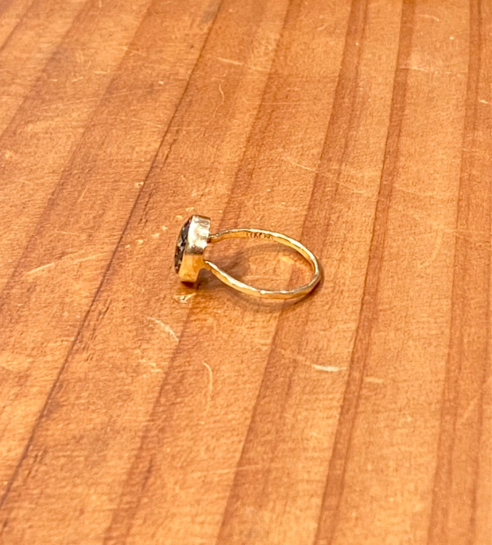 Melissa Joy Manning 14k Gold Black Opal Ring, 7