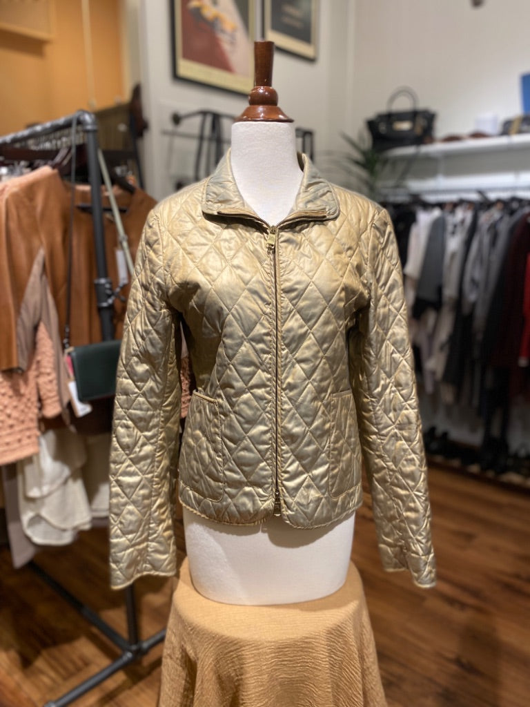 Burberry Gold Quilted Jacket, Small
