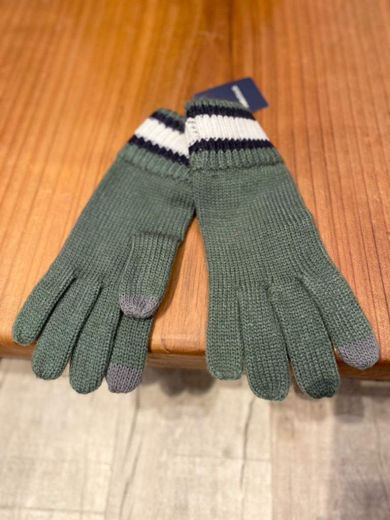 Hatattack Charcoal Green Striped Texting Gloves, OS