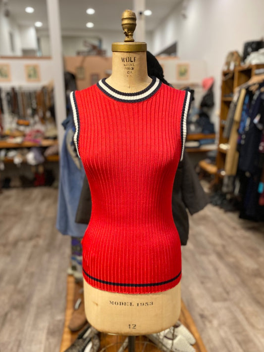 Prada Red Ribbed Tank, 42