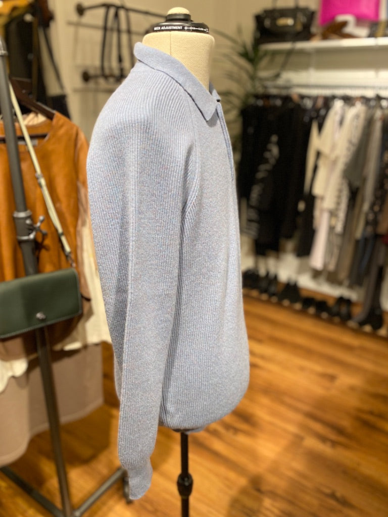 Pearls & Cashmere Blue Cashmere Sweater, Medium