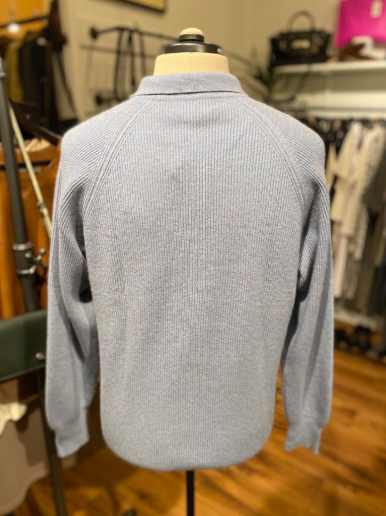 Pearls & Cashmere Blue Cashmere Sweater, Medium