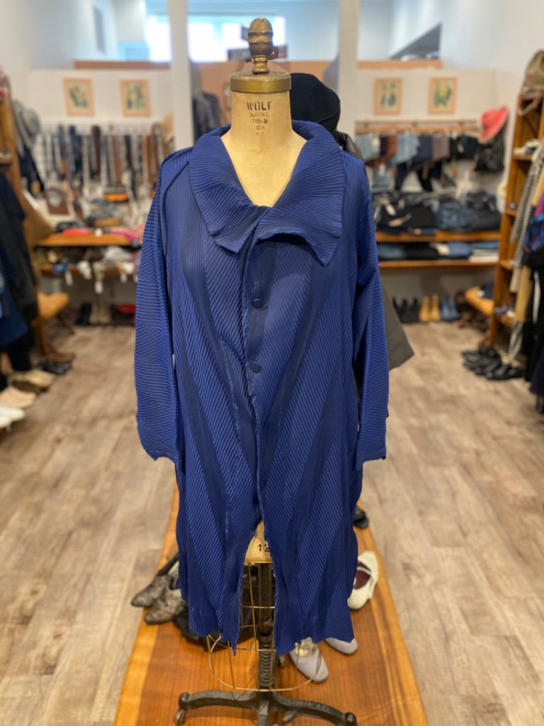 Issey Miyake Blue Pleated Coat, 2